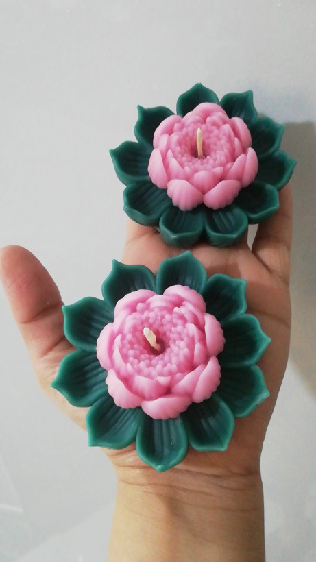 شمع گل رو آبی نیلوفر(یک جفت)